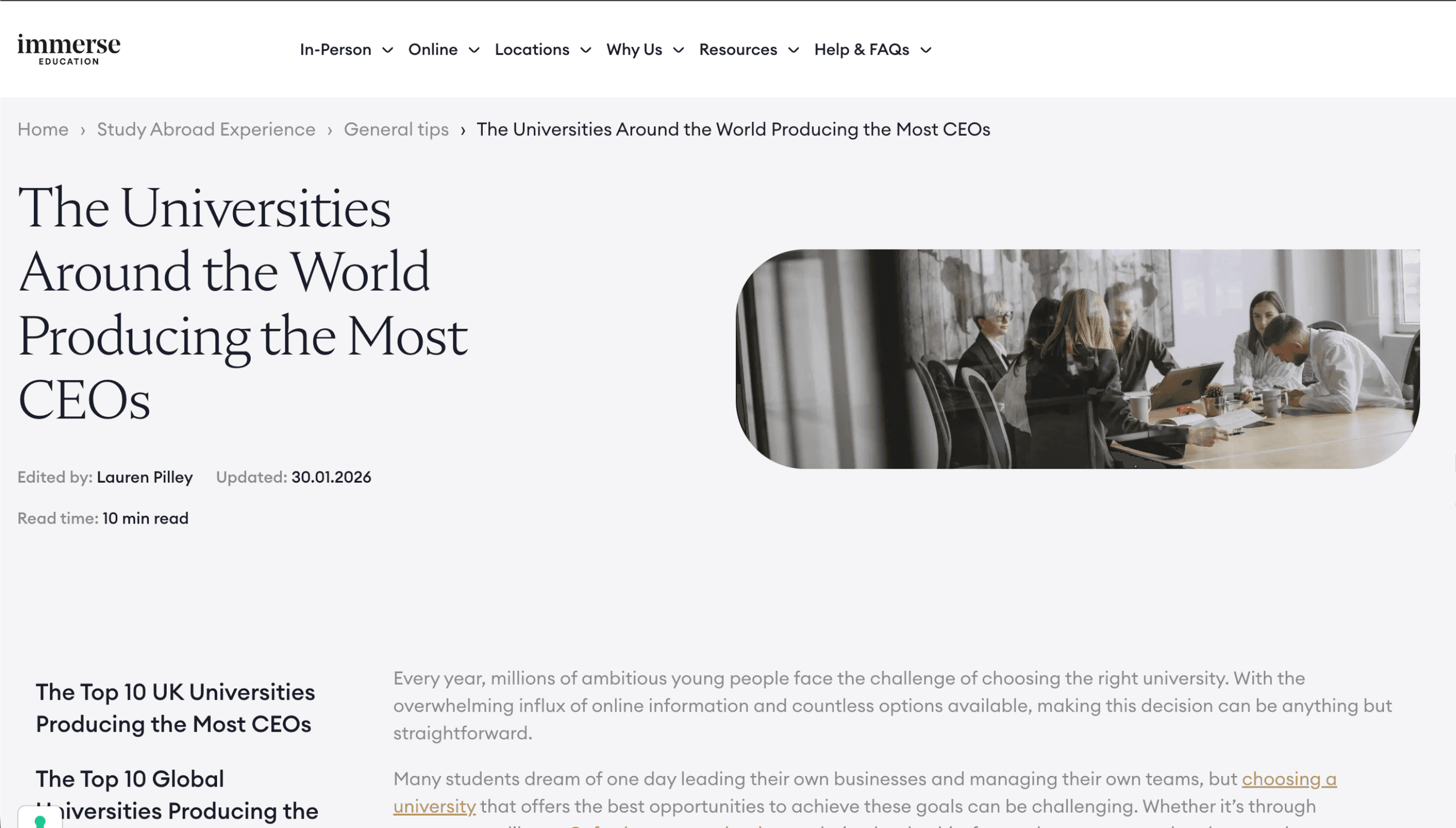 Universities Producing the Most CEOs